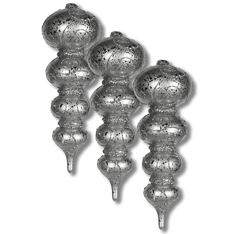 3 Piece Finial Ornament Set, Argent argent