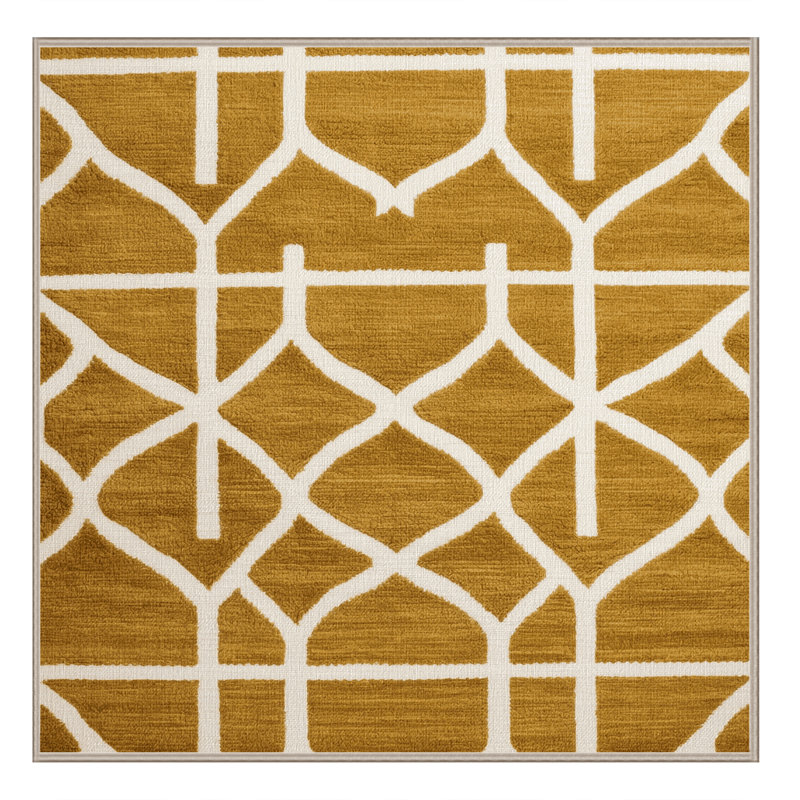 Machine Washable Trellis Brown Area Rug, Square 8'
