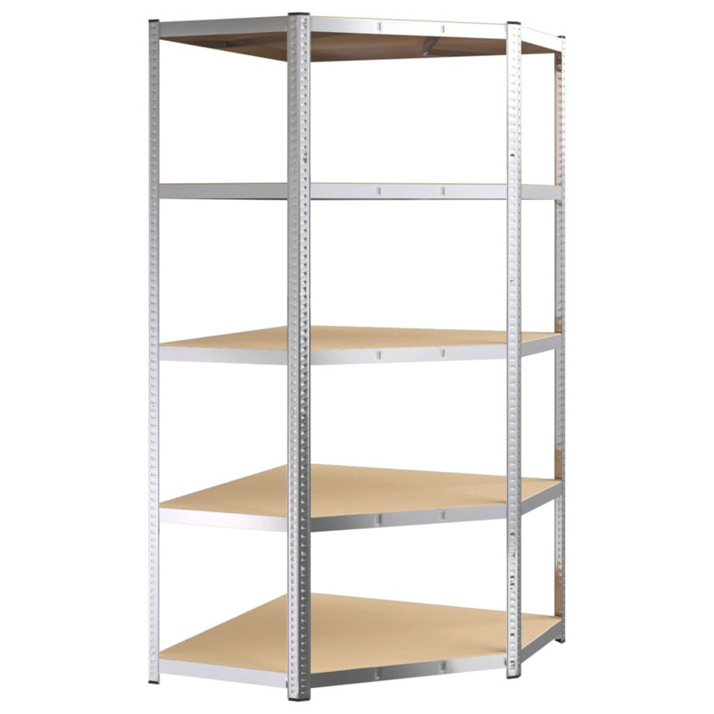 Roderick Steel Shelving Unit, Silver, 90cm x 90cm x 200cm