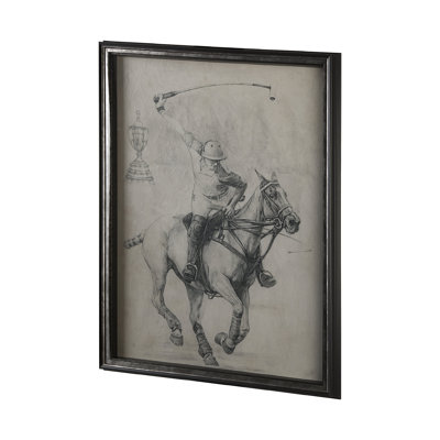 Polo Player a Hand Embelished Textured Framed Art Print Matted under Glass