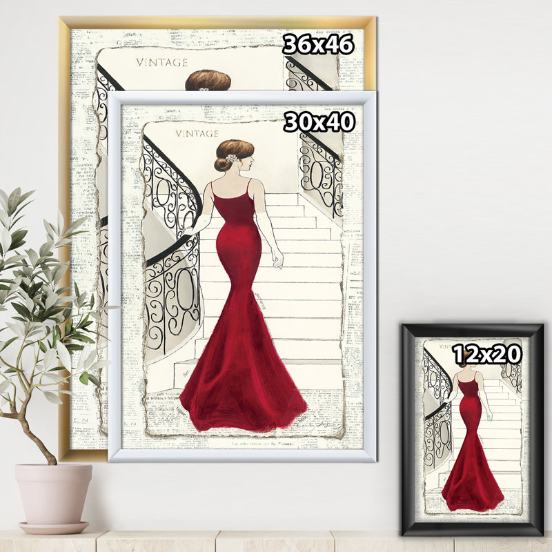 " Elegance Glam Paris Diva III ", White Framed, 20" H x 12" W x 1" D