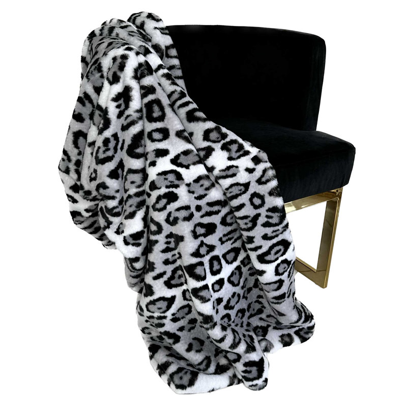 Couverture en fausse fourrure, Gris / Argent, L 60 po x L 72 po