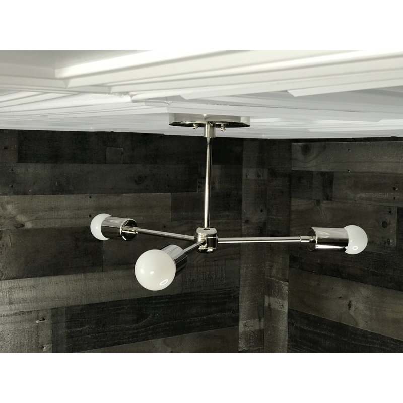 Lustree shpere 3 lumières spoutnik Mazie, Nickel poli