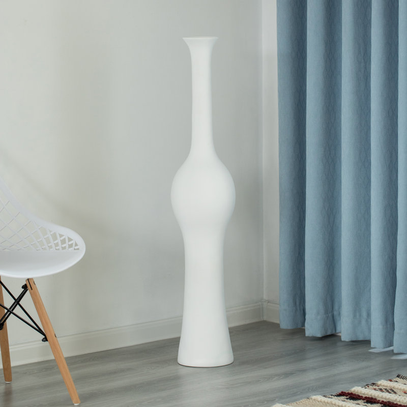 Vase de plancher de style unique pour la salle à manger d'entrée ou le salon, céramique blanche, 1 pièce
