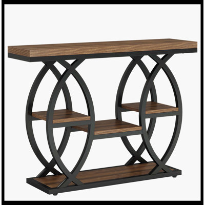 39" Console Table, 4-Tier Sofa Table Entryway Table With Storage Shelves