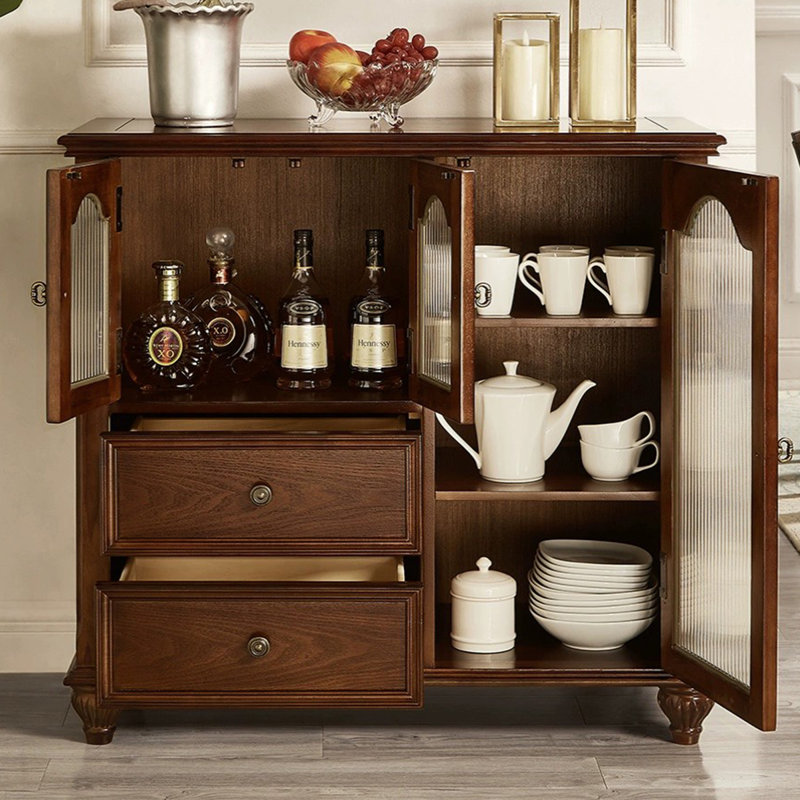 Buffet en bois de noyer massif, H 37,4 po x l 39,37 po x P 17,72 po