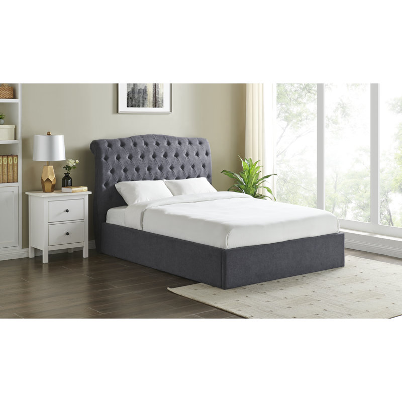 Campbell Upholstered Ottoman Storage Bed, Single (3'), Dark Grey