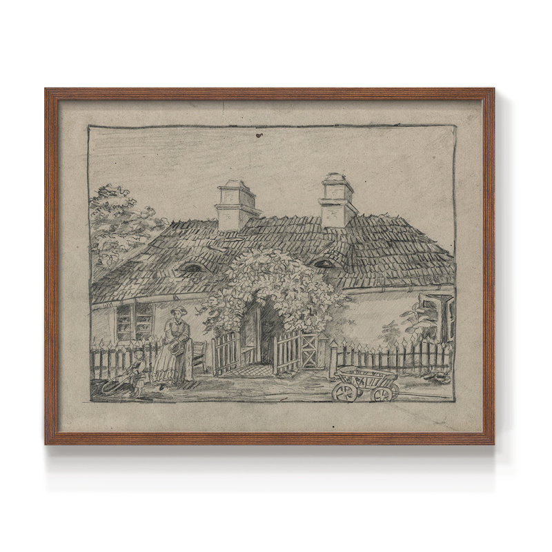 Croquis rétro - LIX - reproduction encadrée, H 16 po x l 20 po, Noyer