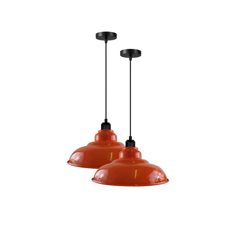 Kampmann 1 - Light Matte Black Dome Pendant, Orange