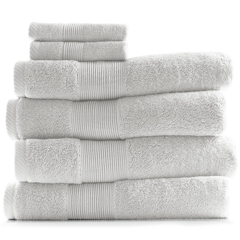 Ensemble de serviettes 6 pièces 100% coton Danni-Leigh., Blanc, Ensemble de 6 serviettes de bain