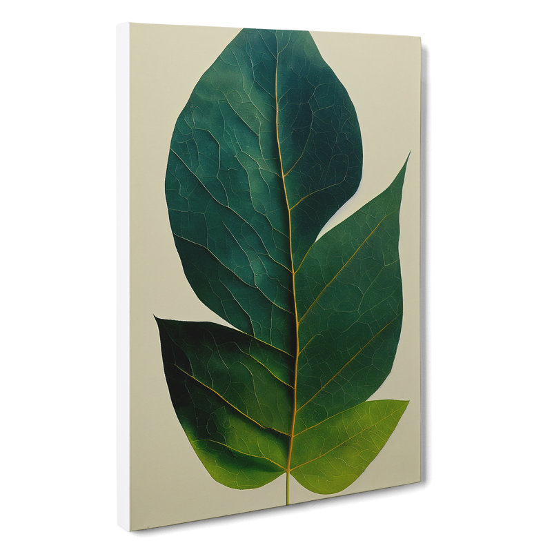 XV1022-3959X Single Plant Leaf No.2 - Print, Wrapped Canvas, 50cm H x 35cm W, No Matte