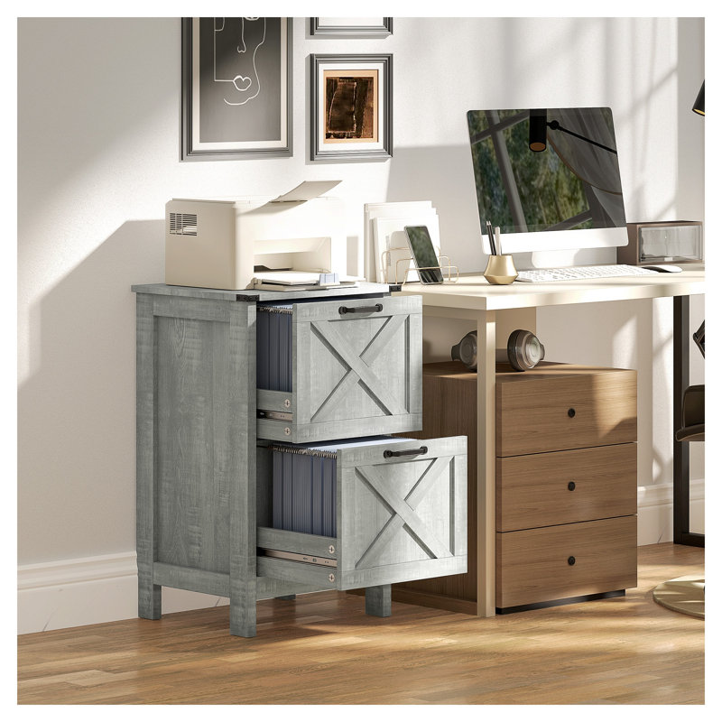 Classeur rustique 2 tiroirs Rustic Farmhouse, Light Gray