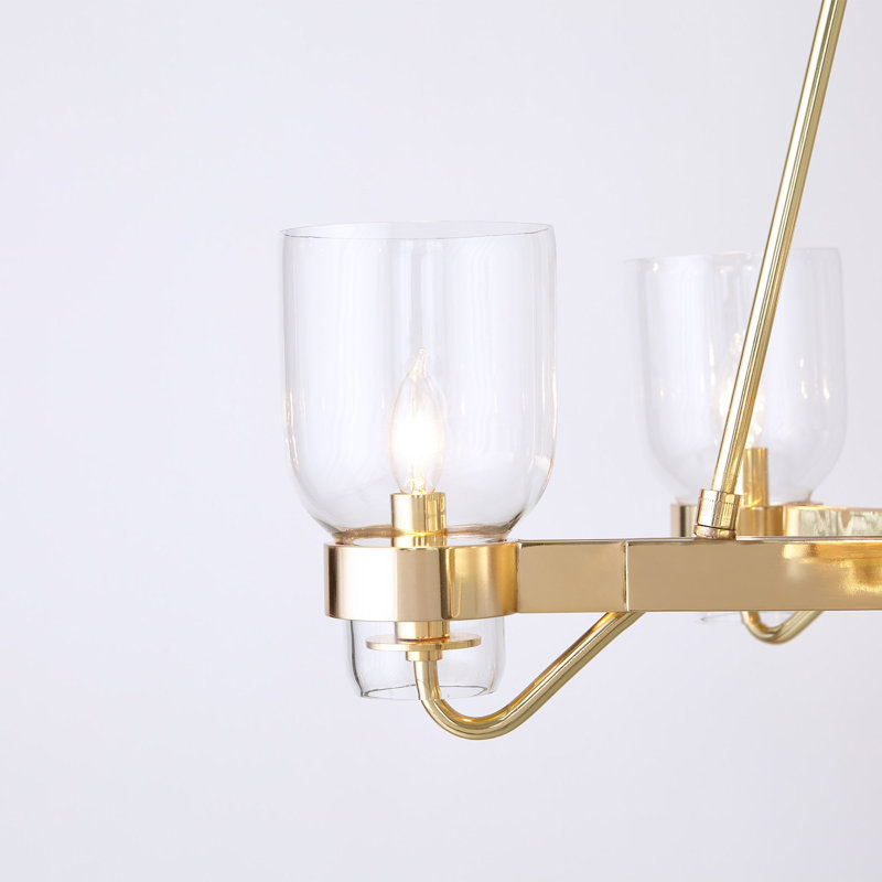 Six Light Chandelier, Shiny Brass