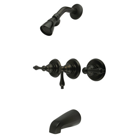 Volume Control Tub and Shower Faucet with Metal Lever Handles, Oil Rubbed Bronze