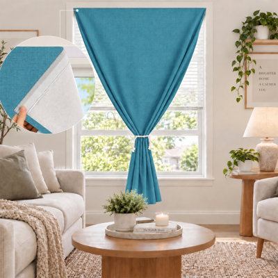 No-Drill Self-Adhesive Blackout Curtains,Polyester, Instant Privacy Window Cover, Easy Stick-On Portable Shades for Bedroom, Dorm, RV, and Travel