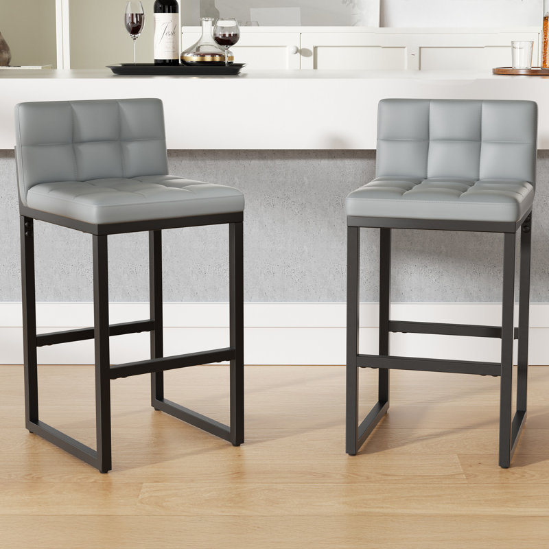 Counter Stool with Metal Frame, Light Grey, 2