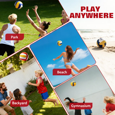 Filet de volleyball réglable de 12 pi, autoportant portatif avec poteaux en fibre de verre, installation rapide pour le jeu extérieur de plage