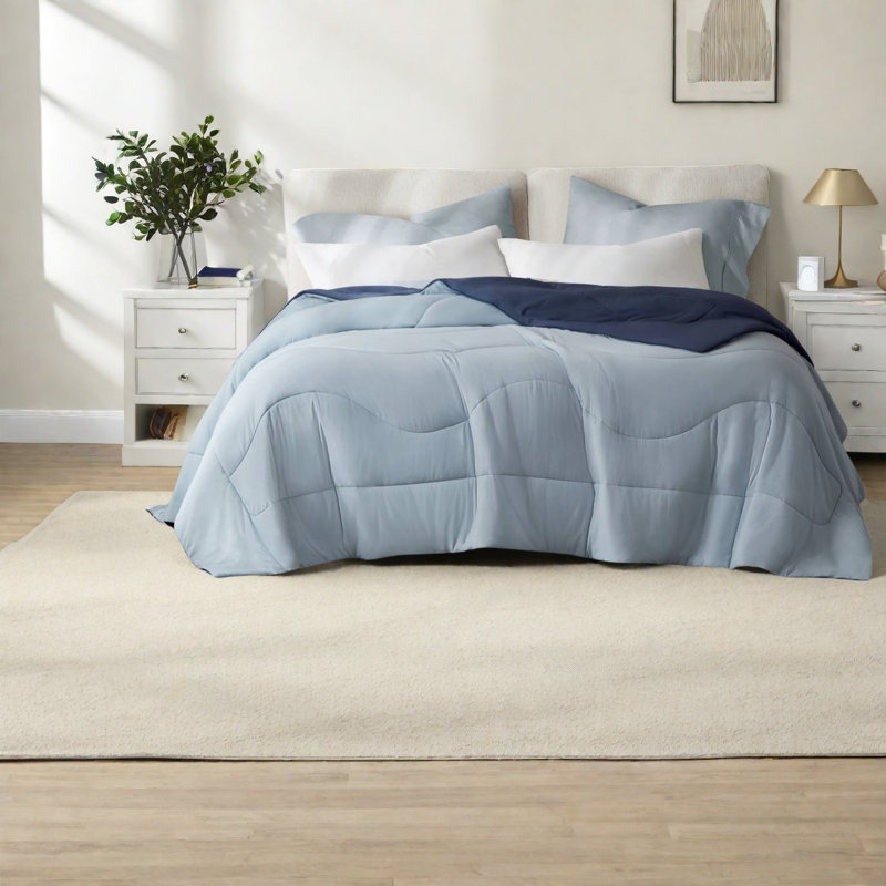 Ensembles de literie Tencel Cooling and Reversible, édredon double / grand en bleu