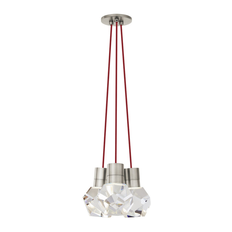 Kira 3 - Light LED Pendant, Satin Nickel/Red