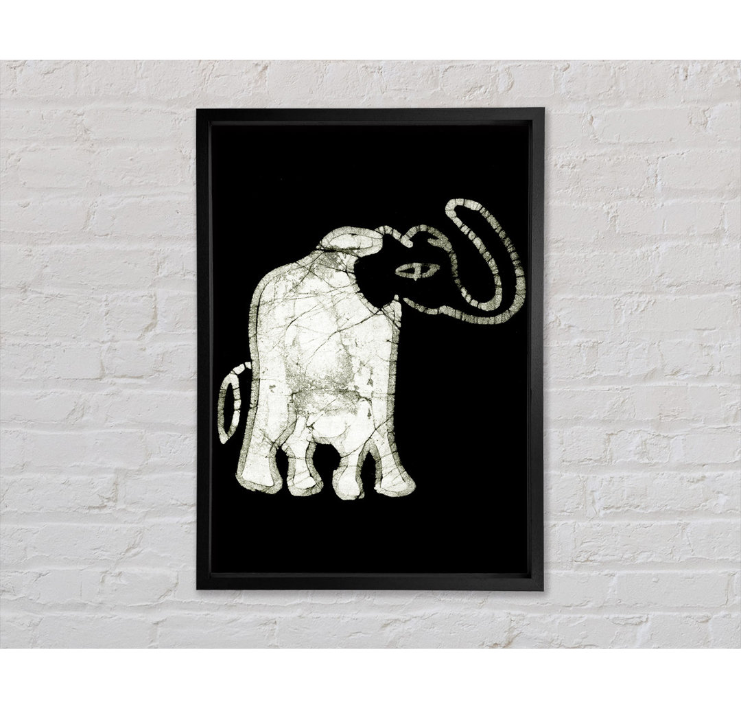 Native Elephant Art Black And White - Single Picture Frame Kunstdrucke auf Leinwand