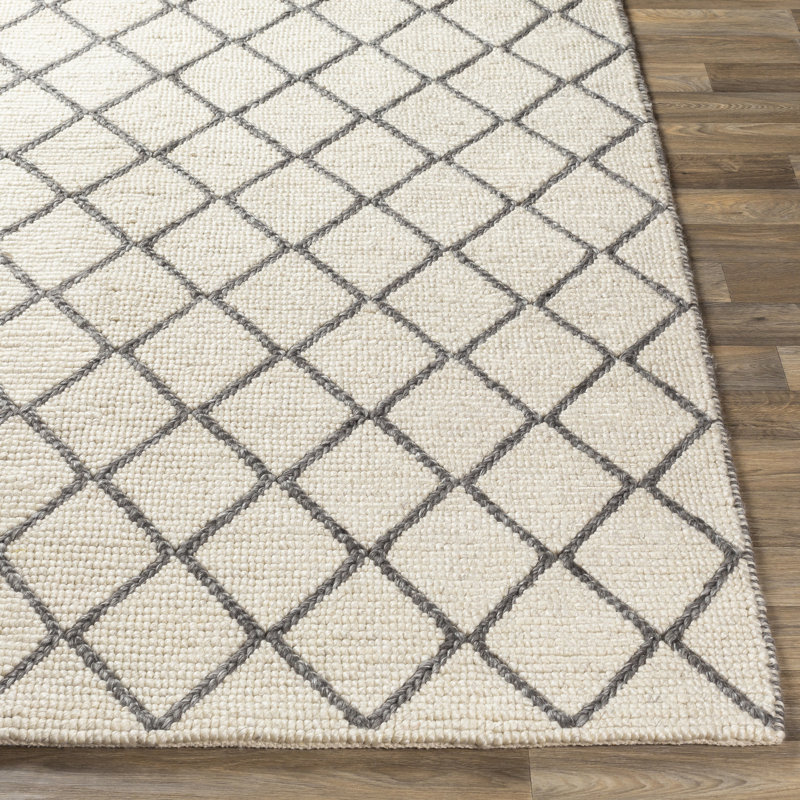 Tapis gris anthracite / crème tissé à la main Wexler, Rectangulaire 2 pi x 3 pi