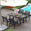 Repas d'extérieur, style, noir, sièges 4, avec trous de parasol, convient aux pelouses et au bord de la piscine, aux intempéries, à la construction, peu d'entretien, facile à nettoyer, une table, quatre chaises, des espaces,-411273399