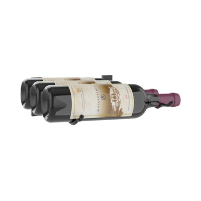 Support à vin mural en métal 3 bouteilles Indurial - noir mat - 4 po de hauteur