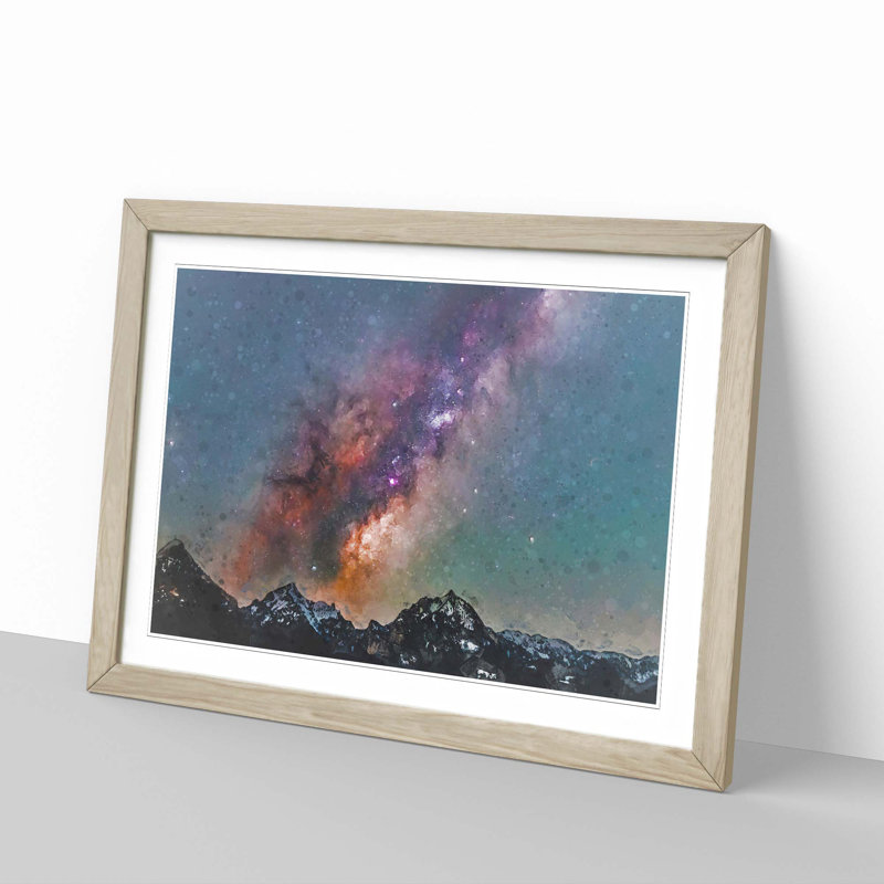 Colourful Stars Over Austria in Abstract - Picture Frame Graphic Art Print, 27cm H x 36cm W x 2cm D, Oak Framed