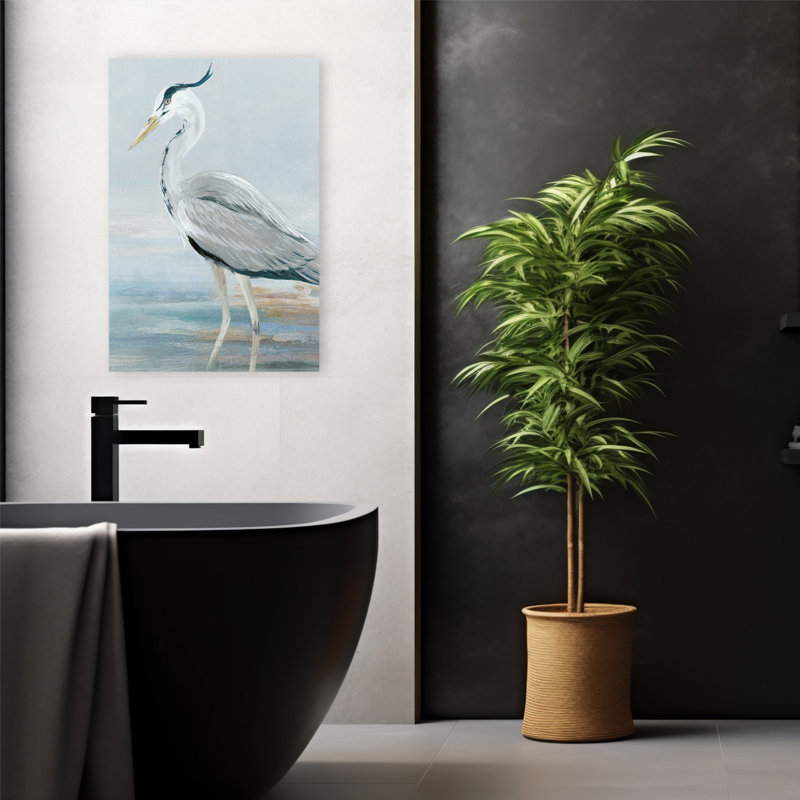 Oiseau et héron, héron côtier II, art, H 24 po x l 16 po