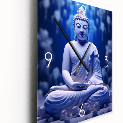 Horloge murale bouddique bleue Meditation