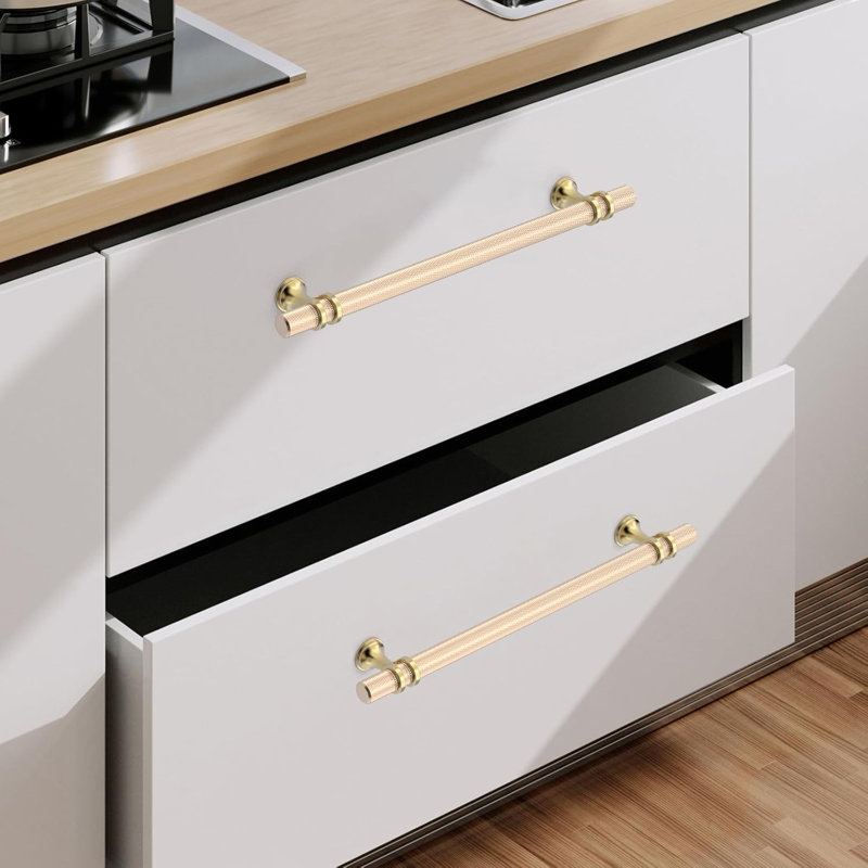 10 Pack Knurled Cabinet Handles,192MM Hole Center,Gold