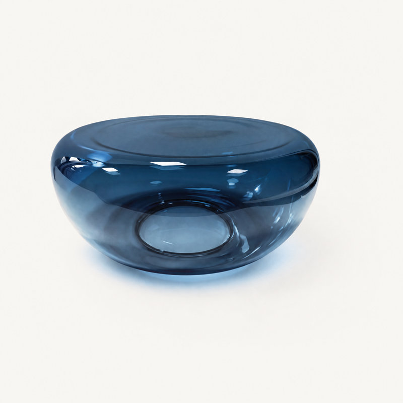 Table basse en verre transparent, Grand (l 26 po x P 26 po x H 11 po), Bleu acier