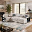 Canapé-lit modulaire en tissu 4 pièces-320262379-320262381