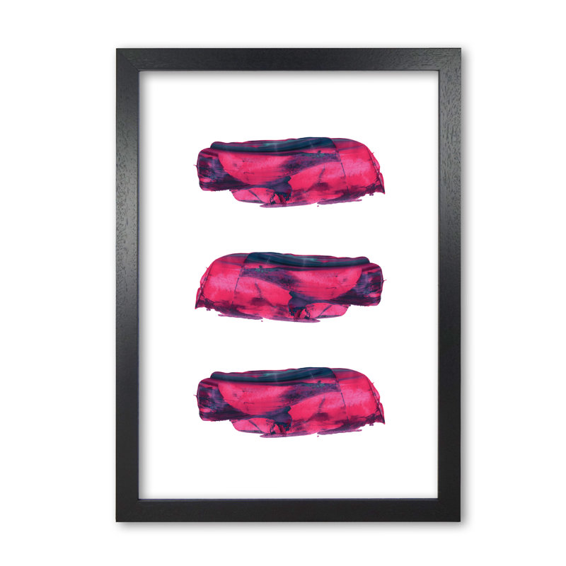 Pink And Purple Abstract Paint Strokes - Print, 85 cm H x 60 cm W x 5 cm D, Black Grain Frame