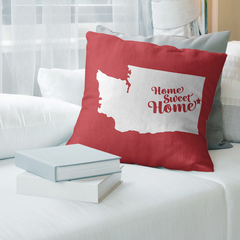 Coussin doux home, Spokane, 14 po x 14 po, Rouge