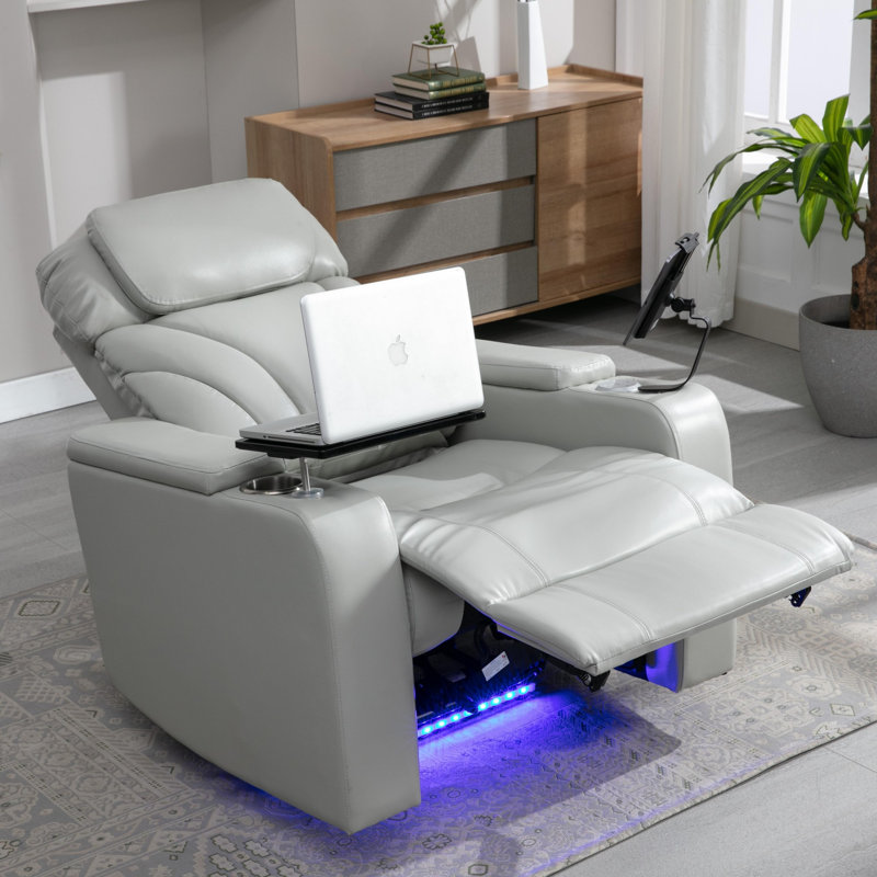 Fauteuil inclinable électrique Premium, Similicuir gris clair