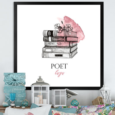 " Poet Books Flowers " Painting Print