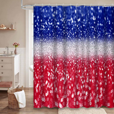 Rideau de douche abstrait rouge patriotique avec 12 crochets