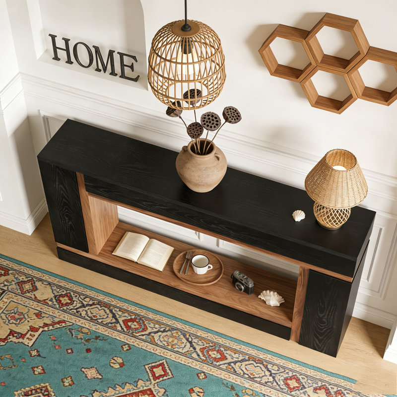 2-Tier Wooden Rectangular Sofa Hallway Table