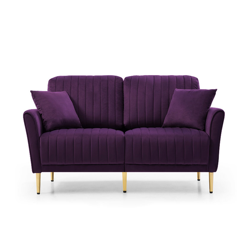 57.11'' Velvet Sofa Modern Sofa Velvet Loveseat Couches, Faux Leatherrple Velvet