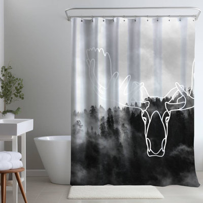 Shower Curtain AN456 – Polyester Shower Curtain, Dye Sublimation Print, 71" W × 74" L