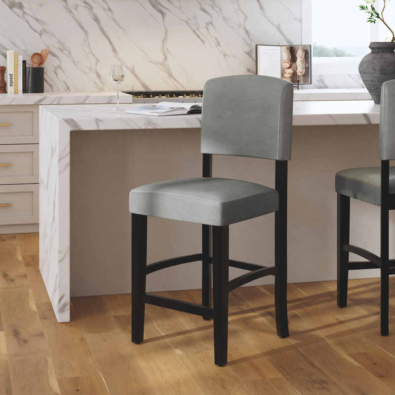Tabouret de bar et de comptoir rembourré Barile, Tabouret de comptoir (hauteur du siège 24,17 po), Gris colombe