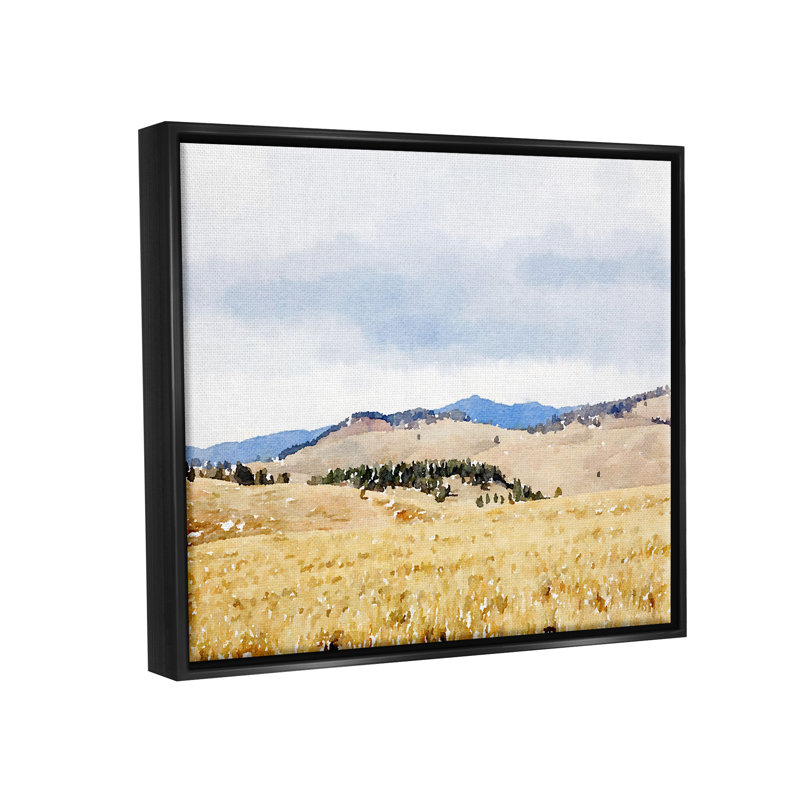 «Grassy Plateau» par Emily Navas, Cadre flottant noir de jais, H 17 po x l 21 po x P 1,7 po