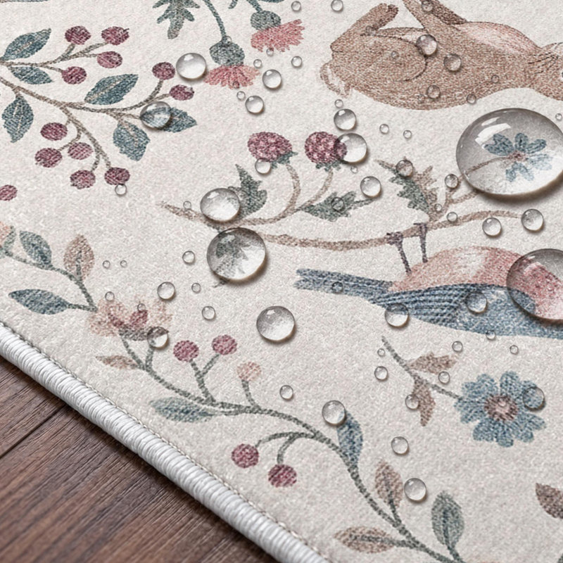  Tapis intérieur beige avoine lavable à la machine avec envers antidérapant Allegro, Rectangle 6 pi x 9 pi