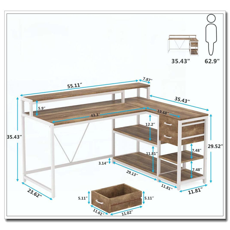 Bureau d'écriture, bureau en L