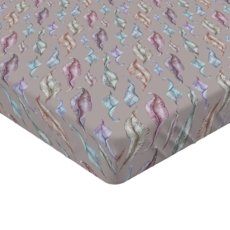 Drap-housse Ambesonne, Lavande pâle / motif floral brun clair pâle, Drap-housse simple TG