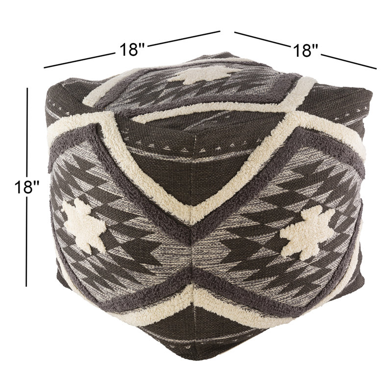 Langbehn Upholstered Pouf, Dark Brown/Black