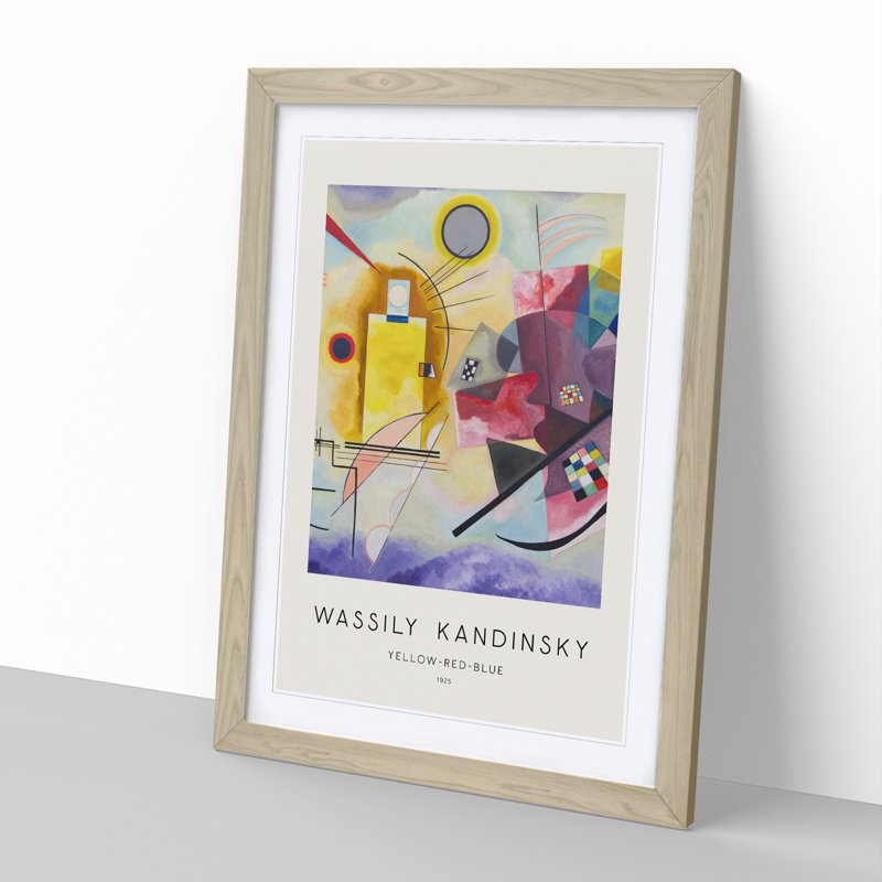 Yellow Red Blue Print by Wassily Kandinsky - Picture Frame Painting, Oak, 36cm H x 27cm W x 2cm D