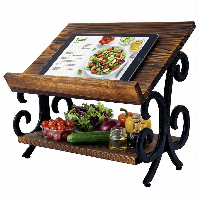 2-Tier Solid Wood Countertop Literature Rack