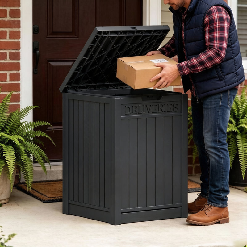 Boîte de livraison verrouillable 48 gallons avec panneau de livraison, boîte de livraison extérieure résistante aux intempéries pour le rangement des colis protégés